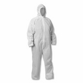 KleenGuard KGA20 Lightweight Coverall, Hooded, Zip Front, Elastic Wrists and Ankles, White