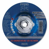 Pferd 61236 CC-GRIND®-SOLID Stainless-Steel (INOX) Grinding Wheel, 5 in dia x 5/8 in-11 Threaded Arbor, 24 Grit