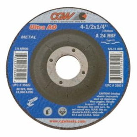 Cgw Abrasives 421-35620 4-1/2X1/4X7/8 A24-R-Bf Steel T27 Dp Ct Whl