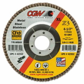 Cgw Abrasives 421-42105 4"X5/8" T27 Z3 Reg 80 Grit Flap Disc