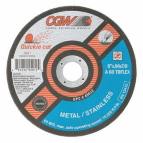 Cgw Abrasives 421-45012 6"X.040X7/8" T1 A60-Tb-Flex Quickie C.O. Whl