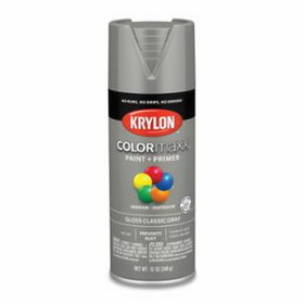 Krylon K05513007 COLORmaxx&#153; Paint + Primer Spray Paint, 12 oz, Classic Gray, Gloss