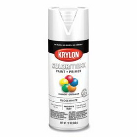 KRYLON INDUSTRIAL K05545007 COLORmaxx&#153; Paint + Primer Spray Paint, 12 oz, White, Gloss