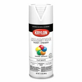 Krylon K05548007 COLORmaxx&#153; Paint + Primer Spray Paint, 12 oz, White, Flat