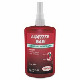 Loctite 442-135521 640 Retaining Compound, Med Strength/High Temp, 250Ml Bottle, Green, 3000 Psi