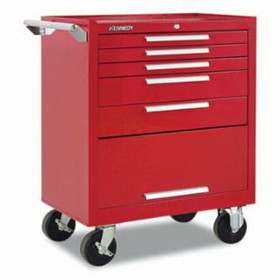 Kennedy 275XR Industrial Series Roller Cabinets, 27 In X 18 In X 35 In, 5 Drawers, Red W/Slide