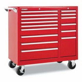 Kennedy 315XR Mintenance Cart, 39-3/8 In W X 18 In D X 39 In H, 15 Drawers, Red