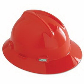 MSA 496075 V-Gard Protective Hat, Fas-Trac Iii, Full Brim Hat, Slotted, Orange