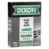 DIXON TICONDEROGA 49400 Lumber Crayon, 1/2 in dia x 4-1/2 in L, Carbon Black