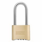Master Lock 470-175LHSS No. 175Lh Resettable 4-Digit Combination Padlock, 5/16 In Dia X 2-1/4 In H Ss Shackle, 1 In W Clearance, Brass Lock