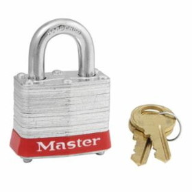 Master Lock 470-3RED 4 Pin Tumbler Padlockw/Red Bumpe