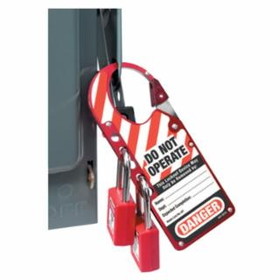 Master Lock 470-427 7"X2-7/8" Labelled Safety Lockout Hasp Red