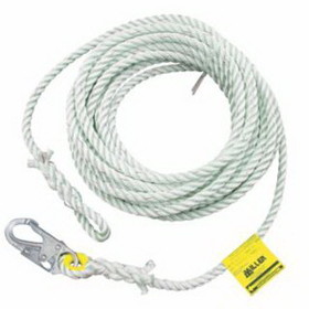 Honeywell Miller 198RLS-2-Z7/50FTWH Rope Lanyard, 50 Ft, Harness; Anchorage Connection, Locking Snap/Choke-Off Loop