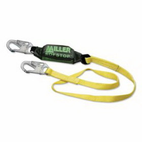 Honeywell Miller 913WLS-Z7/4FTYL Web Lanyard With Sofstop Shock Absorber, 4 Ft Length