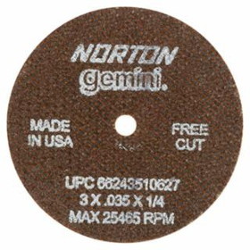 Norton 547-66243510627 3"X.035"X1/4" Gemini Fastcut Cutoff Whee