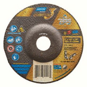 Norton 66252839428 Quantum3 Sg Ca Type 27 Grinding Wheel, 6 In Dia, 1/8 In Thick, 7/8 In Arbor, 24 Grit, Ceramic Alumina
