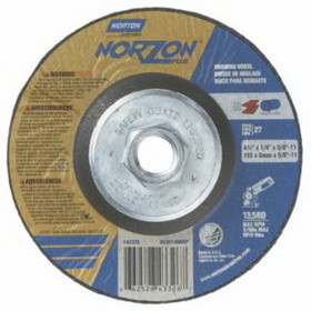 Norton 66252843326 Type 27 Norzon+ Depressed Center Wheel, 4 .5" Dia, 1/4" Thick, 5/8" Arbor, 10/Pk