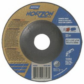 Norton 66252843332 Type 27 Norzon+ Depressed Center Wheel, 5" Dia, 5/8" Thick, 5/8" Arbor, 20 Grit
