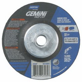 Norton 66252843585 Gemini FastCut Depressed Center Wheel, 4-1/2 in Thick, Aluminum Oxide
