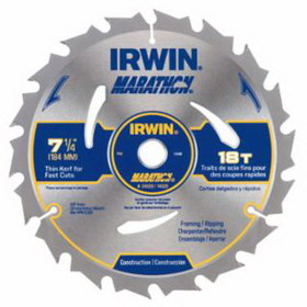 Irwin 585-24028 Portable Corded Circular Saw Blades, 7 1/4 In, 18 Teeth, Bulk