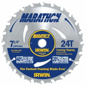 Irwin 24030 Marathon&#174; Portable Corded Circular Saw Blade, 7-1/4 in dia, 24 Teeth, Bulk