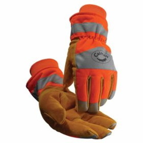 Caiman  1353 Cowhide Heatrac&#174; Insulated Hi-Vis Waterproof Winter Work Gloves, Poly Back, Gold/Orange/Silver