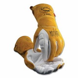 Caiman  1540 revolution® Premium Goat Grain Unlined Palm TIG/Multi-Task Welding Gloves, Cowhide Cuff, Gold/Pearl White