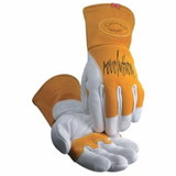 Caiman  1810 revolution® Cow Grain Unlined Palm 2-Layer Insulated Back MIG/Stick Welding Gloves, Gold/White, Gauntlet Cuff