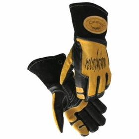 Caiman  Revolution Welding Gloves, Cow Grain Leather, Black/Gold