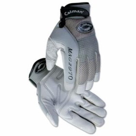 Caiman  2970 Deerskin Padded Palm Knuckle Protection Mechanics Gloves, Gray