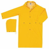 Mcr Safety  Classic Rain Coat, Detachable Hood, 0.35 mm PVC/Polyester, Yellow, 49 in Large