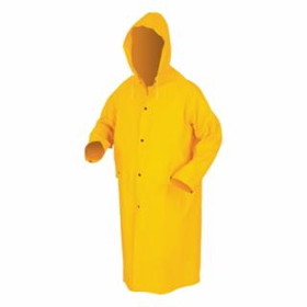 MCR Safety 200CX2 Classic Series Rain Coat, Detachable Hood, 0.35 mm, PVC on Polyester, Yellow, 2X-Large