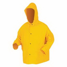 MCR Safety 200JHL 200JH Classic Series Yellow Rain Jacket with Attached Hood, 0.35 mm, PVC/Polyester, Large