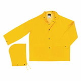 Mcr Safety  200J Classic Series Yellow Rain Jacket with Detachable Hood, 0.35 mm, PVC/Polyester