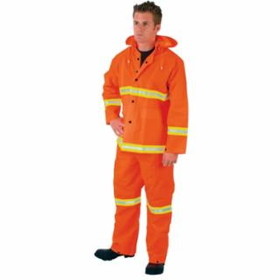 Mcr Safety  Luminator&#153; 3-Piece Rain Suit, Lime Stripe, 0.35 mm, PVC/Poly, Orange