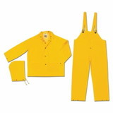 Mcr Safety  Flame Resistant Rain Suit, Jacket/Hood/Pants, 0.35 mm PVC/Poly, Yellow
