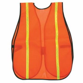 Mcr Safety 611-V211R Polyester Mesh Safety Vest Orange 3/4"Lime Strip