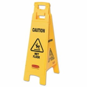 Rubbermaid 640-FG611278YEL 2-Sided Floor Sign W/Multi-Lingual Closed Impr