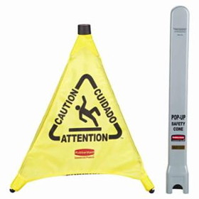 Rubbermaid 640-FG9S0100YEL 30" Caution Wet Floor Triangular Cone
