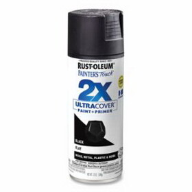Rust-Oleum 334020 Painter'S Touch Ultra Cover 2X Spray, 12 Oz, Flat Black, Gloss Finish