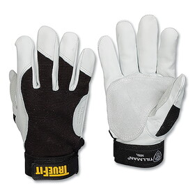 Tillman 14702X TrueFitLeather-Palm Gloves, 1470, Top Grain Goatskin/Rough Side Out Goatskin Palm/Spandex BOH, 2XL, Black/Pearl