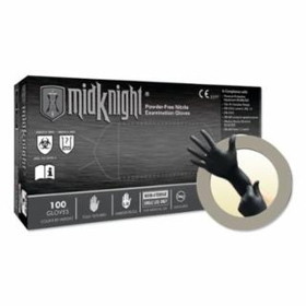 Microflex  MidKnight&#174; MK-296 Disposable Nitrile Gloves, 4.7 mil Palm, 5.5 mil Fingers, Black