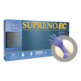 Ansell Supreno Ec Sec-375 Nitrile Disposable Gloves, 5.5 Mil Palm, 8.3 Mil Fingers, X-Small, Violet Blue