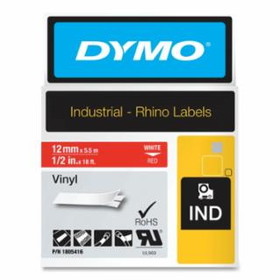 Dymo Rhino 784-1805416 Rhino 1/2" Red Vinyl (White Print)