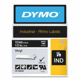 Dymo Rhino 784-1805435 Rhino 1/2" Black Vinyl (White Print)