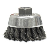 Weiler 13718 Single Row Heavy-Duty Knot Wire Cup Brush, 2-3/4 in dia, 5/8 in -11 arbor, 0.014 in wire