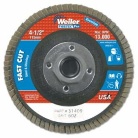 Weiler 804-31409 4-1/2" Wolv Flap Disc  Flat 60Z  5/8"-11 Unc Nut