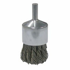 Weiler 804-36289 Vortec Pro Stem Mtd Knot Wire End Brushes, Stainless, 1 In Dia, .014 Wire