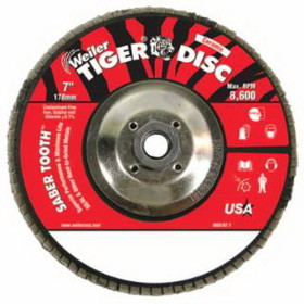 Weiler 804-50113 Saber Tooth Ceramic Flap Discs, 7, 40 Grit, 5/8 Arbor, 12,000 Rpm