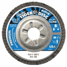 Weiler 804-50512 4-1/2" Tiger Disc Abrasive Flap Disc 36Grit W/7/